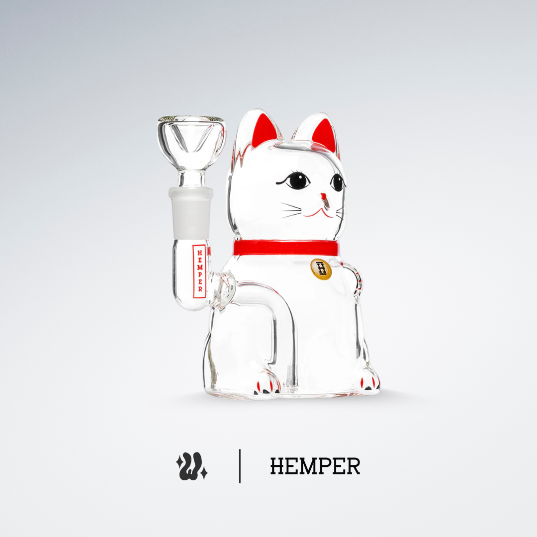Bong Hemper Lucky Cat con percolador interno y base ancha estable