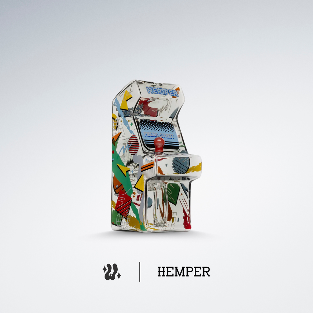 Bong Hemper Retro Gaming en vidrio de borosilicato de 5 mm con forma de máquina arcade