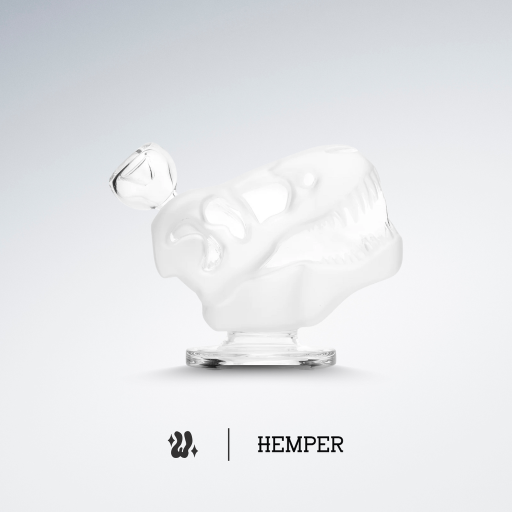 Bong Hemper Jurassic en vidrio de borosilicato de 5 mm con volcán y tiranosaurio