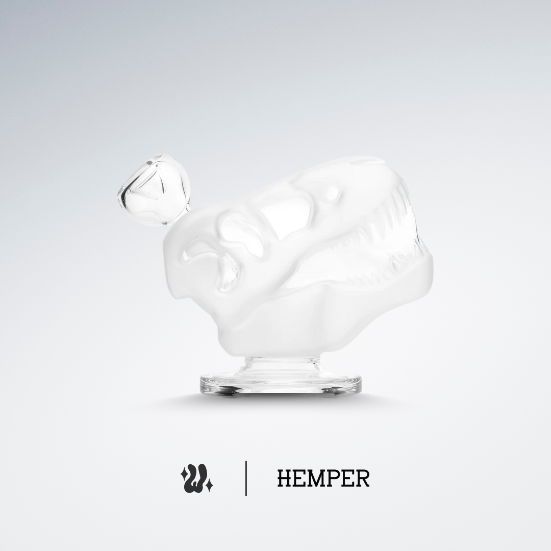 Bong Hemper Jurassic en vidrio de borosilicato de 5 mm con volcán y tiranosaurio