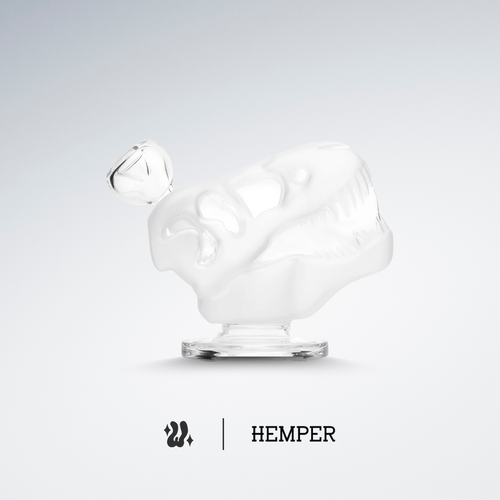 Bong Hemper Jurassic en vidrio de borosilicato de 5 mm con volcán y tiranosaurio