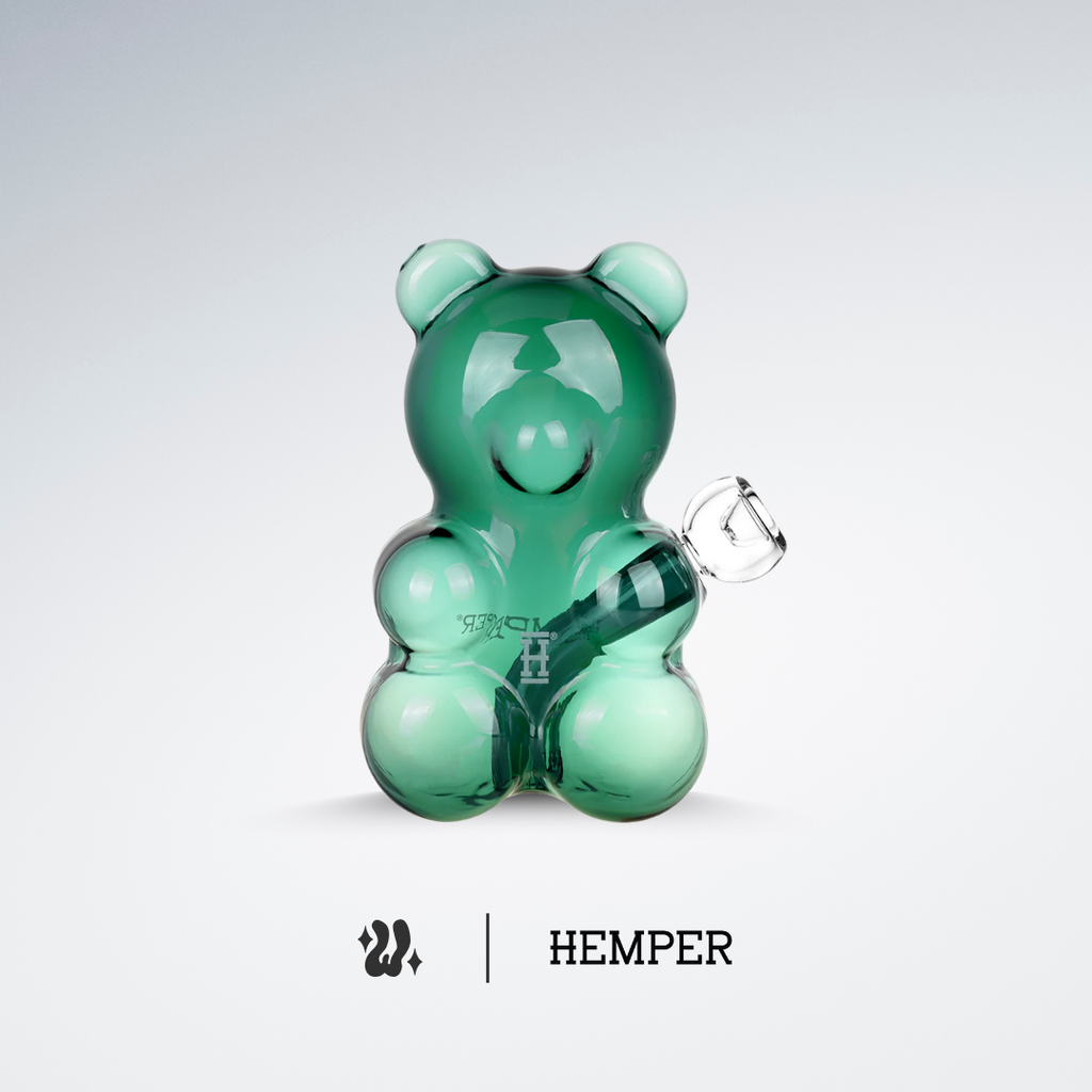 Bong Hemper Gummy Bear en vidrio de borosilicato de 5 mm con forma de osito de goma