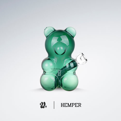 Bong Hemper Gummy Bear en vidrio de borosilicato de 5 mm con forma de osito de goma