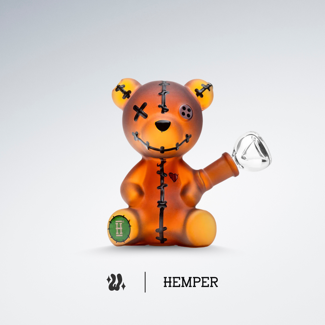 Bong Hemper Teddy Bear en vidrio de borosilicato de 5 mm con forma de oso de peluche