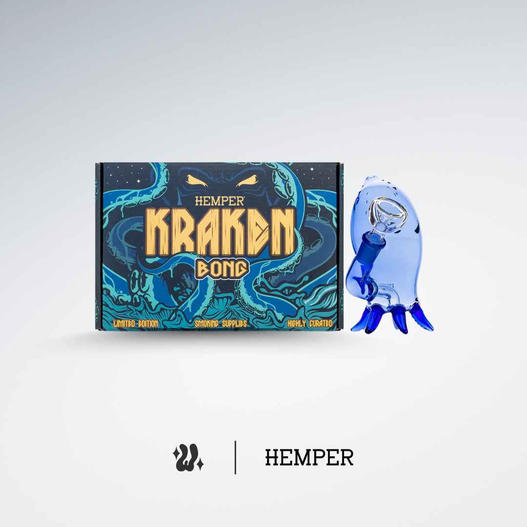 Bong Hemper Kraken con percolador integrado y base plana pesada