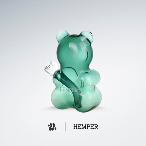 Bong Hemper Gummy Bear con percolador en línea de vástago fijo