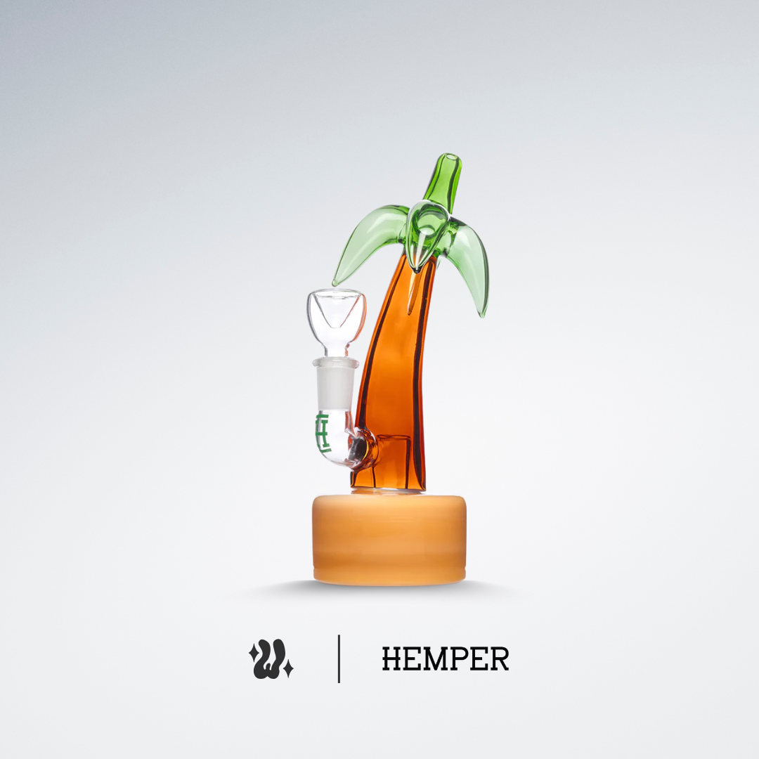 Bong Hemper Tropical Palm en vidrio de borosilicato de 5 mm con palmera caribeña