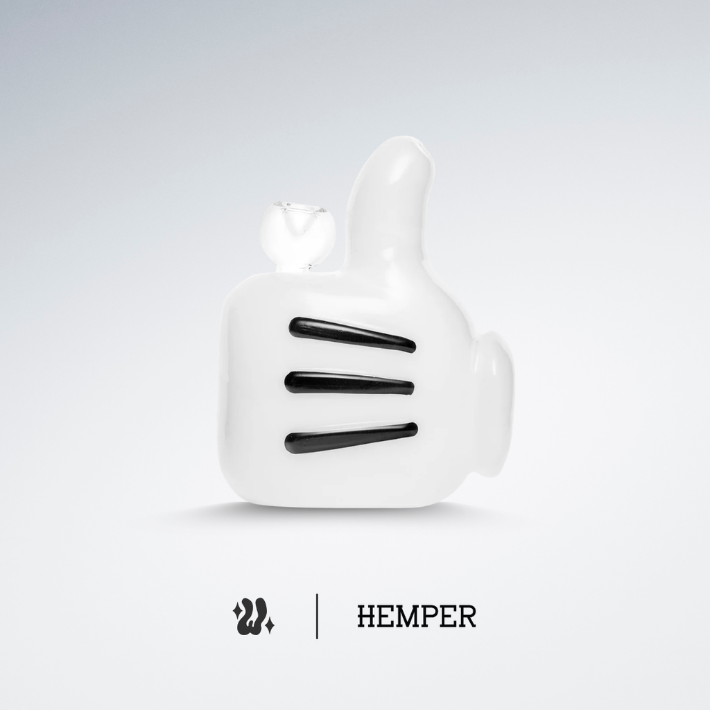 Bong Hemper High Jinx en vidrio de borosilicato de 5 mm con diseño de mano cartoon