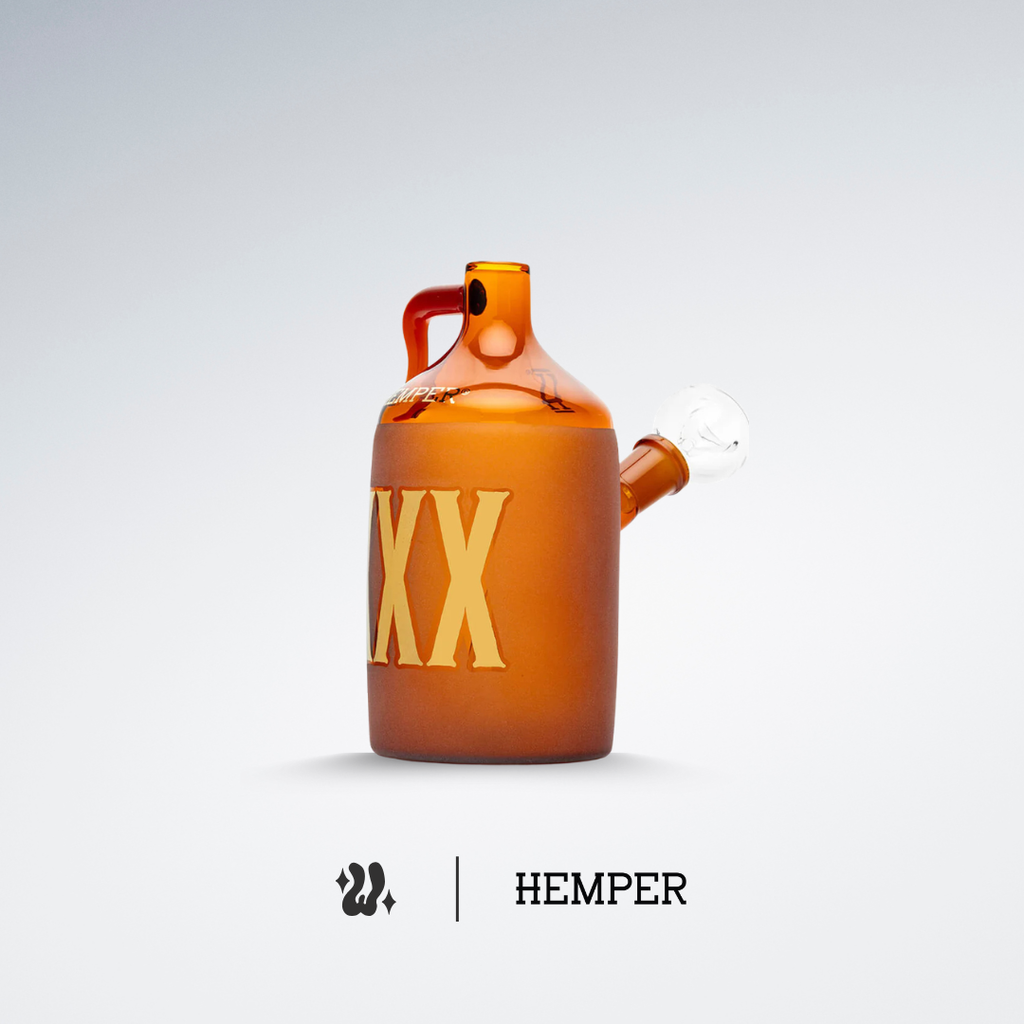 Bong Hemper Estilo Western en vidrio ámbar inspirado en jarras de licor artesanal