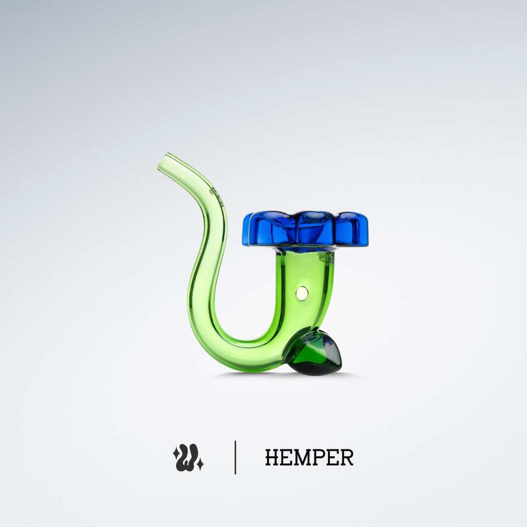 Pipa de Mano Floral Hemper en vidrio resistente con diseño de flor