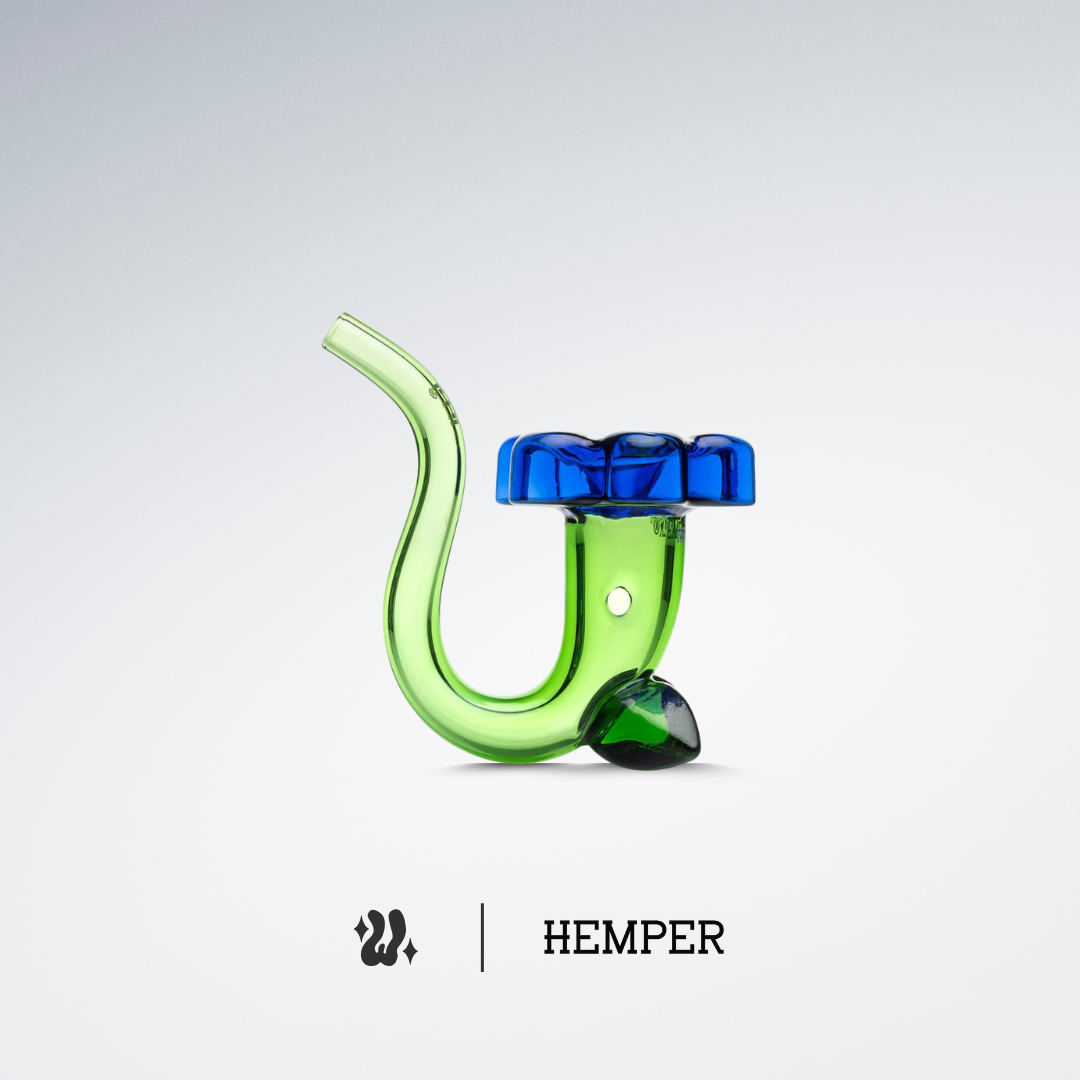 Pipa de Mano Floral Hemper en vidrio resistente con diseño de flor